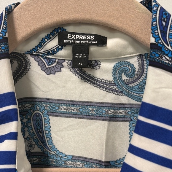 Express Blue and White Paisley Button Down Shirt - Picture 2 of 5